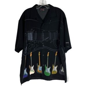 Vintage Fender by DaVinci Shirt Guitar All Over Print Button Up Mens Size Large
